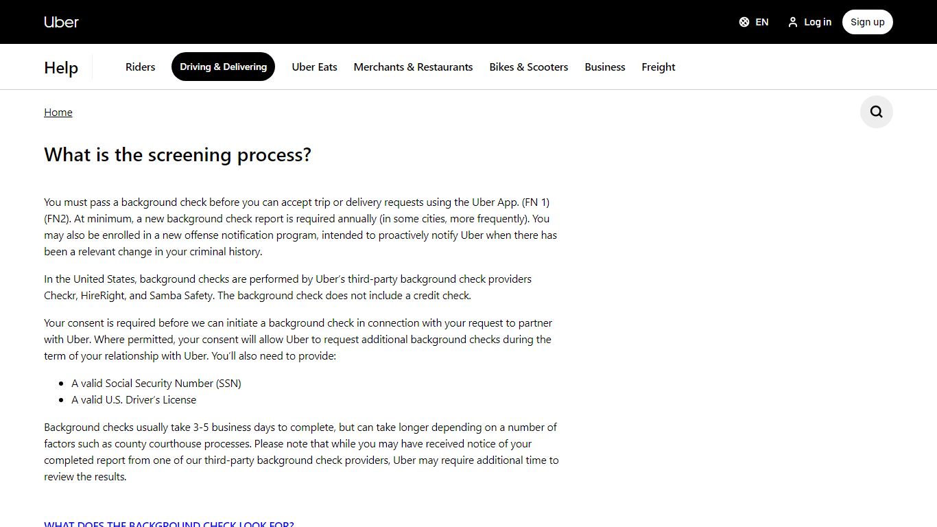 What is the screening process? | Driving & Delivering - Uber Help