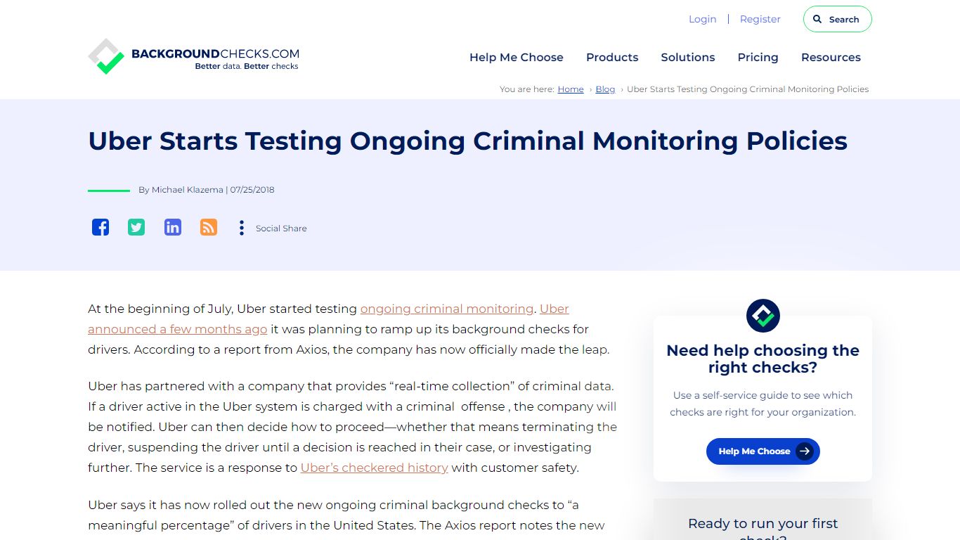Uber Starts Testing Ongoing Criminal Monitoring Policies